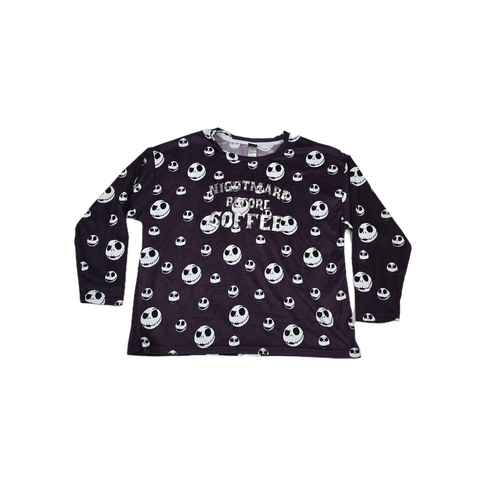 Disney Nightmare Before Christmas Jack Skellington Fleece Pajama Top Purple XL